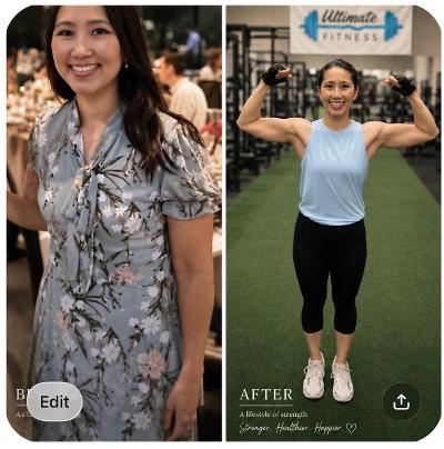 Lan before and after training at Ultimate Fitness Schaumburg