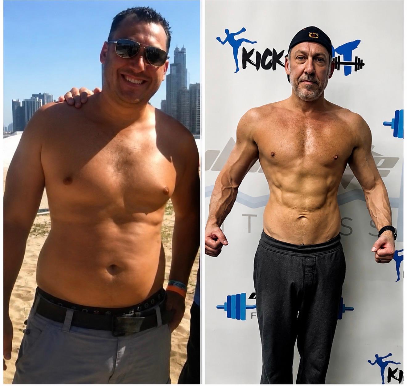 Werner before and after training at Ultimate Fitness Schaumburg
