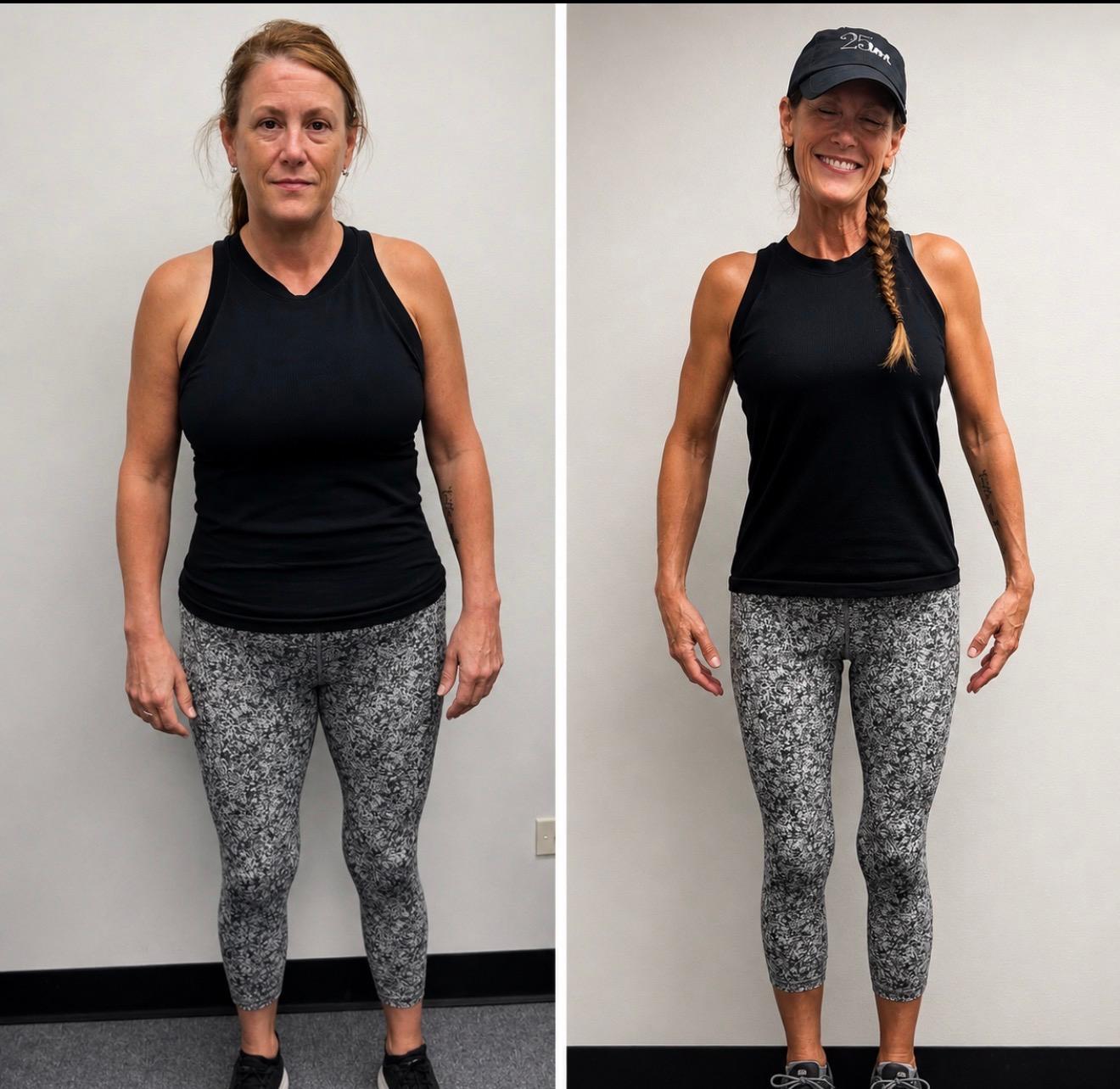 Rhonda before and after training at Ultimate Fitness Schaumburg